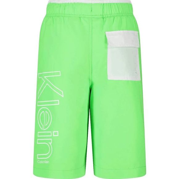 Calvin Klein Neon Green Boys' Swim Trunk with UPF 50+ Sun Protection, 14-16, Bla - Picture 3 of 16